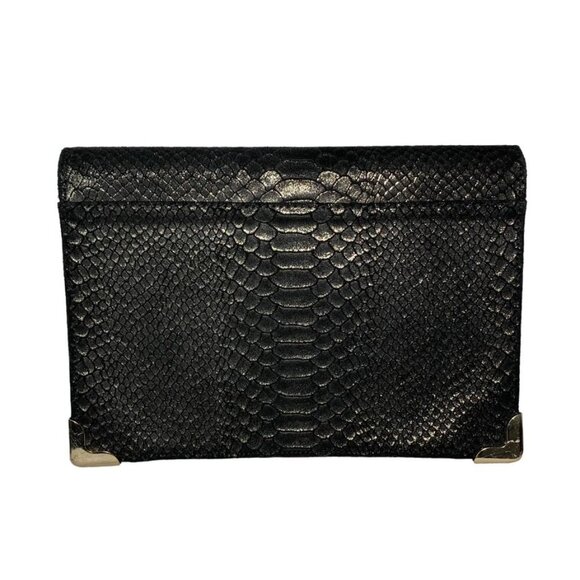 ELAINE TURNER Embossed Suede Alligator Pattern Envelope Clutch Bag - Picture 2 of 6